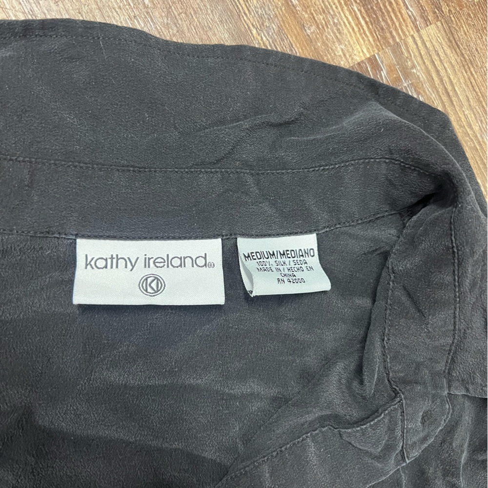 Black Vintage Kathy Ireland Silk Blouse View 3